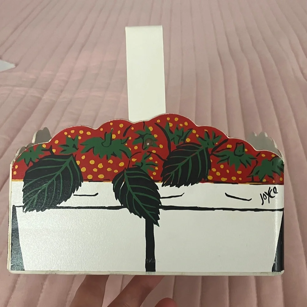Joyce Miller Original 8” square strawberry  basket vintage 70s RARE